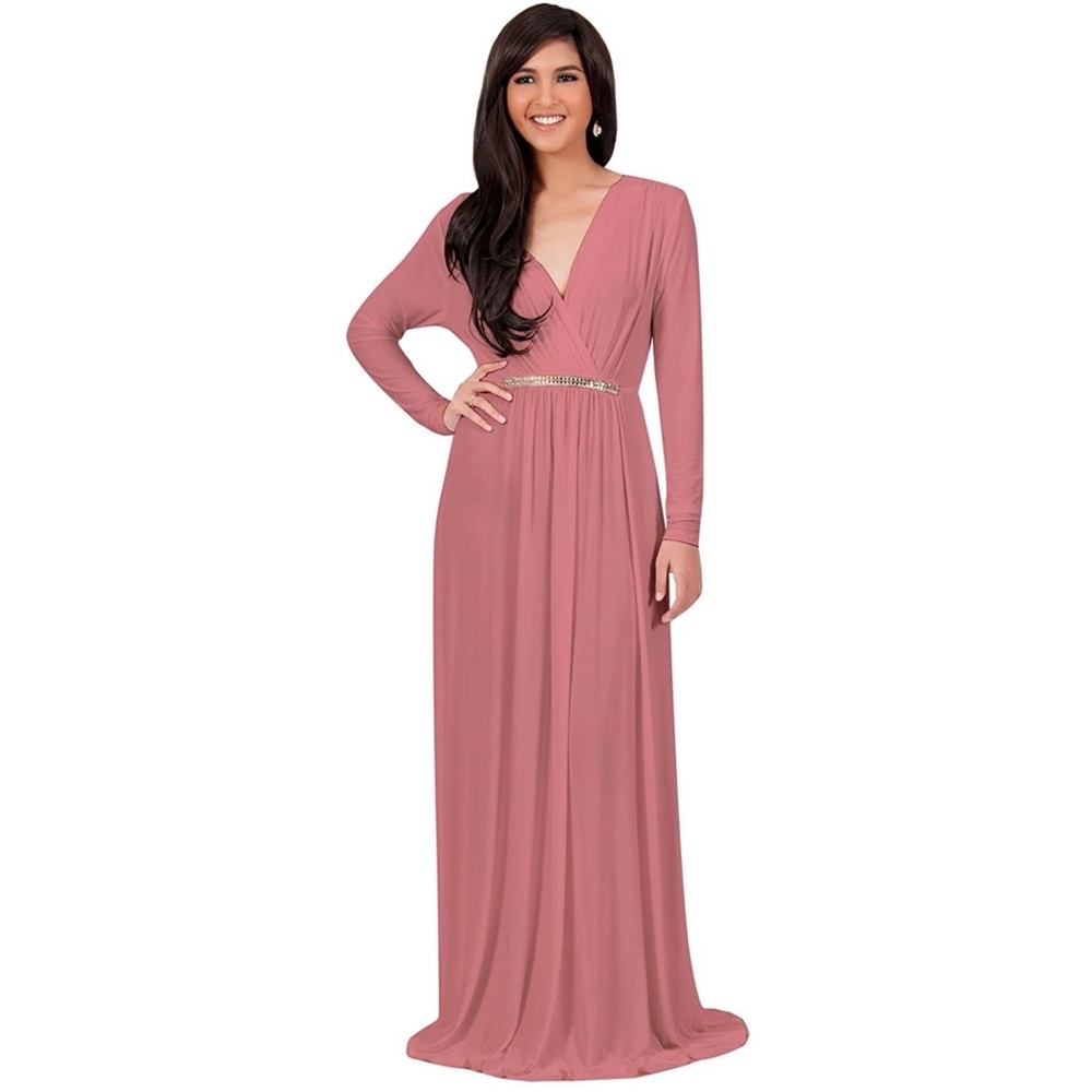KOH KOH sleep kaftan v neck float formal gown